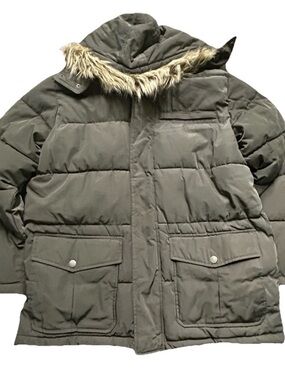 Men’s Outdoor Life Grey Brown Winter Puffer Jacket Size Large